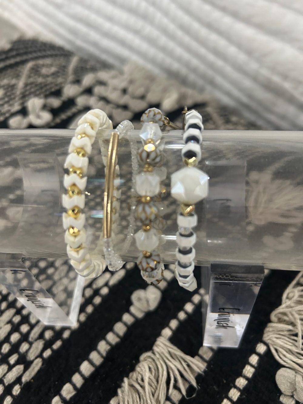 Erimish White and Gold Beaded Women’s Bracelet Set